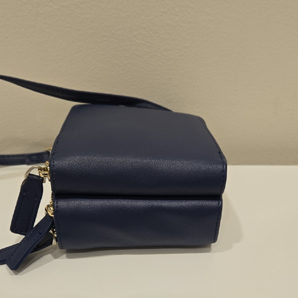 Navy Crossbody Bag with Gold Accents - Picture 7 of 12